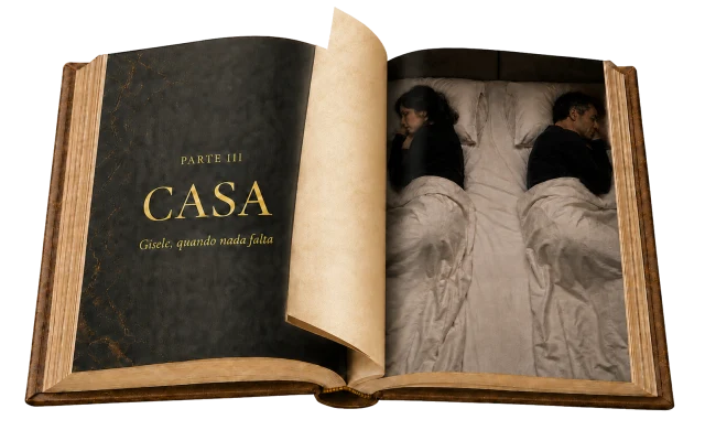 Abertura ilustrada da Parte III — Casa, do livro O Trauma encontrou Palavra